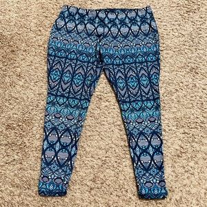 Mossimo Blue Floral/Leaf Print Leggings Workout Athletic Athleisure Gym XXL
